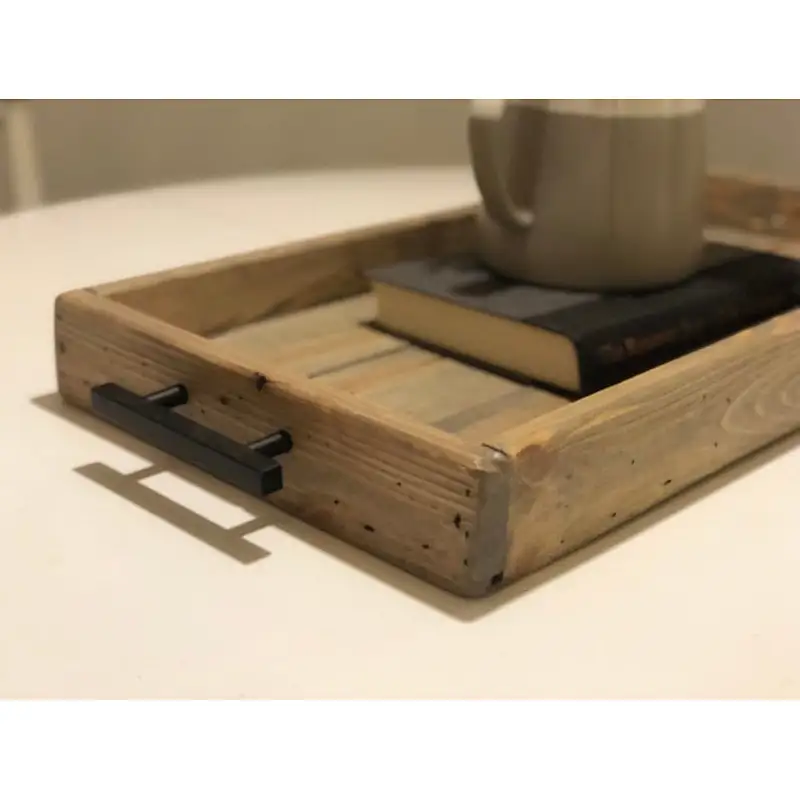 Hot Rustic Wooden Tray Serving Tray Wood Wooden Trays For Decoration Wooden Tray  With Metal Handle Wood Trays Wholesale Wood