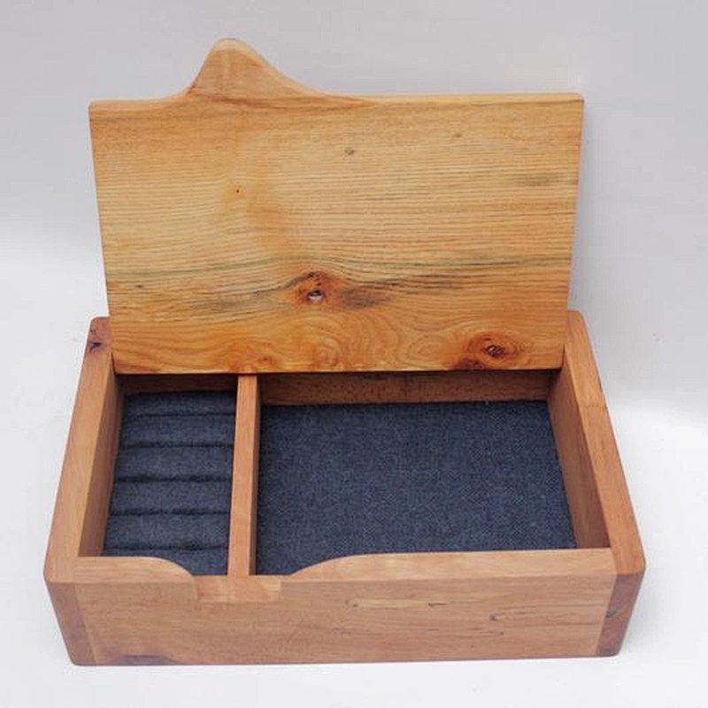 Handmade wooden box made of beautifully figured Olive Ash with carved Oak lid, Fathers day, memory box, gift,