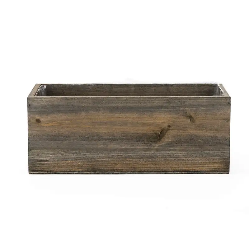Rustic Farmhouse Wood Planter Box With Plastic Liner
