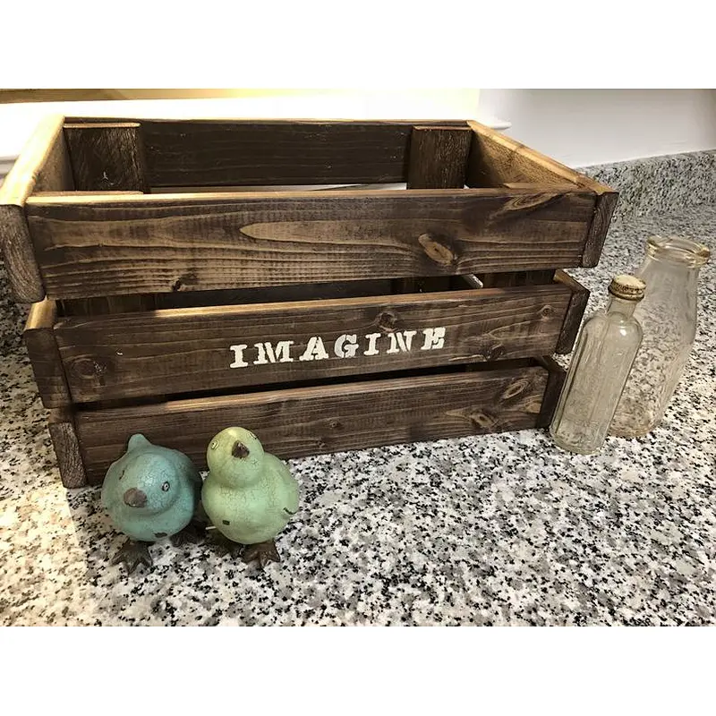 Custom Farmhouse Crate Box Distressed Repurposed Weathered wood crates unfinished wooden crates for fruits and vegetables