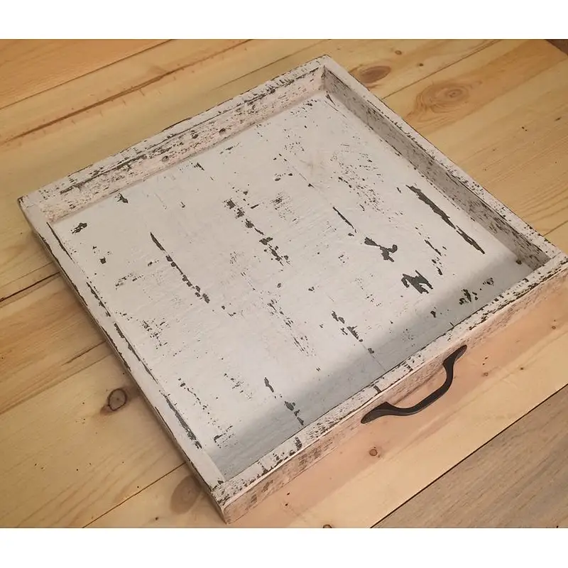Small Wood Tray Farmhouse Decor Table Decor 23x23x4cm wood tray