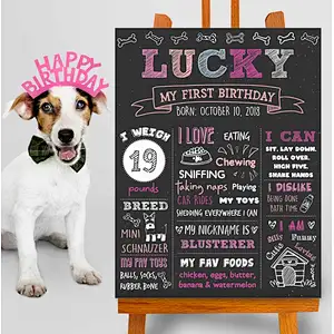 Dog Birthday Chalkboard Sign Puppy Dog  Pet 1st Birthday Chalkboard  Dog First Birthday Poster wood sigh