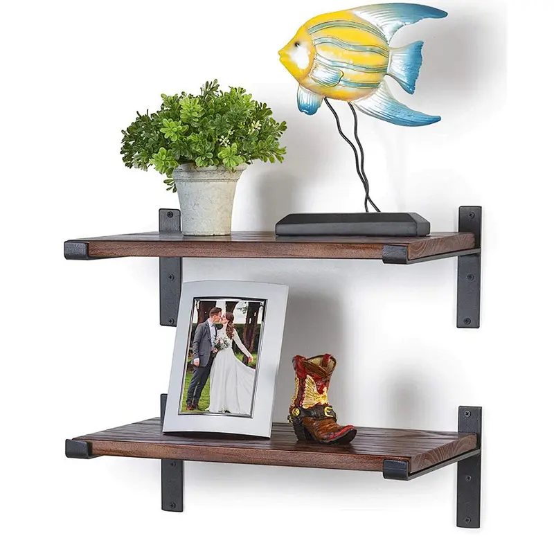 Premium Home Decor Rustic Floating Shelves Industrial Wall Mounted Shelving Real Farmhouse Wood Shelf