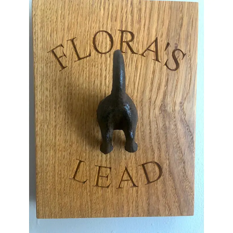 Personalised Dog lead hook wood sign walkies dog leash hook