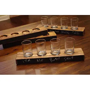 Rustic beer flight tasting tray  wooden  carrier