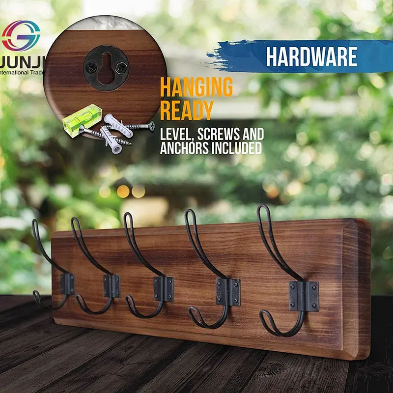 Country style coat hanger wall hanging coat hook, with 2 DIY decorative entrance coat hanger rack 2020
