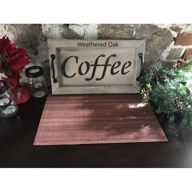 Antique Style Wooden Serving Tray- White tray, Coffee/Snack Tray,Rustic Wooden Serving Tray