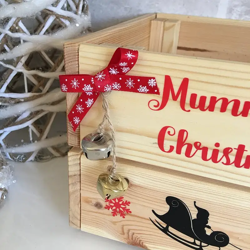 Eve boxes, Christmas Eve crate, personalised display  gift unfinished handwork rustic home decoration   wooden christmas box.