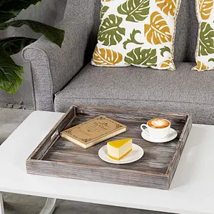 Serving wooden tray  wooden ottoman tray