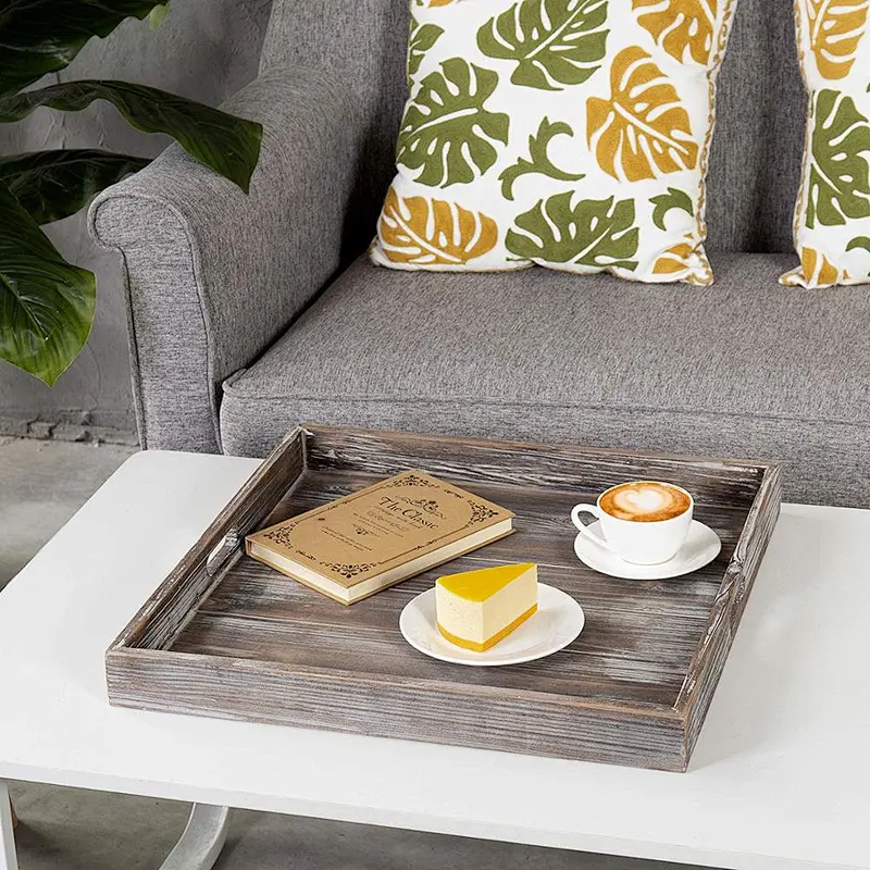 Serving wooden tray  wooden ottoman tray