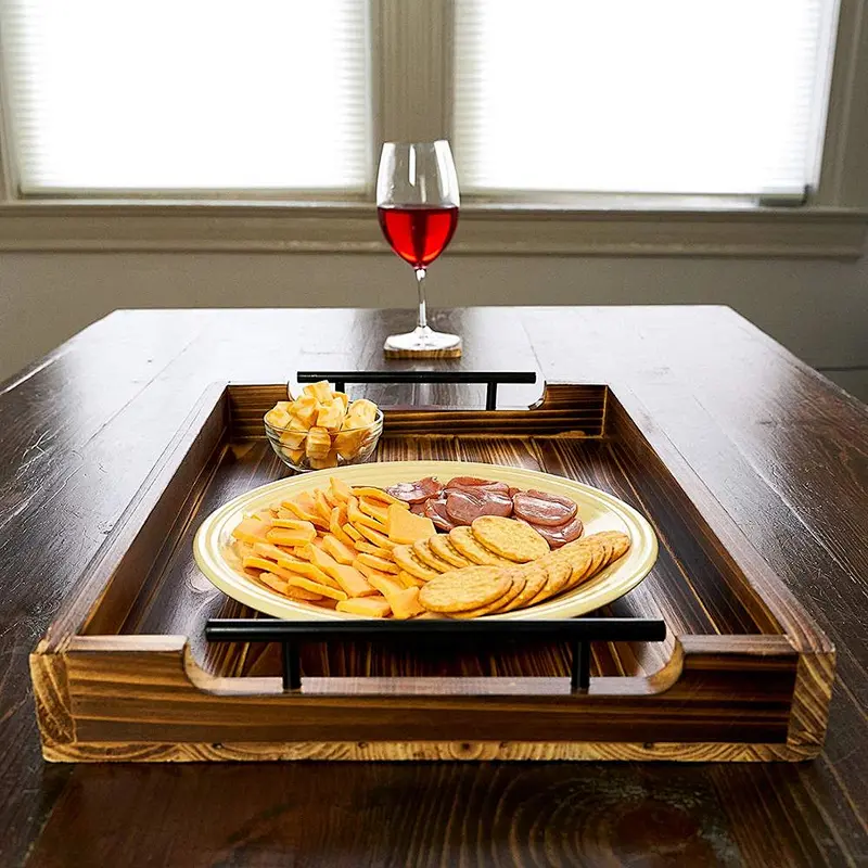 Wooden Ottoman Tray - Farmhouse Decor - Coffee Table Decoration - Serving Tray