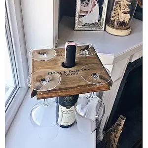 Personalized Wine Butler Custom Tasting Gift Wood Wine Tote   Lover Gift  Glass Holder