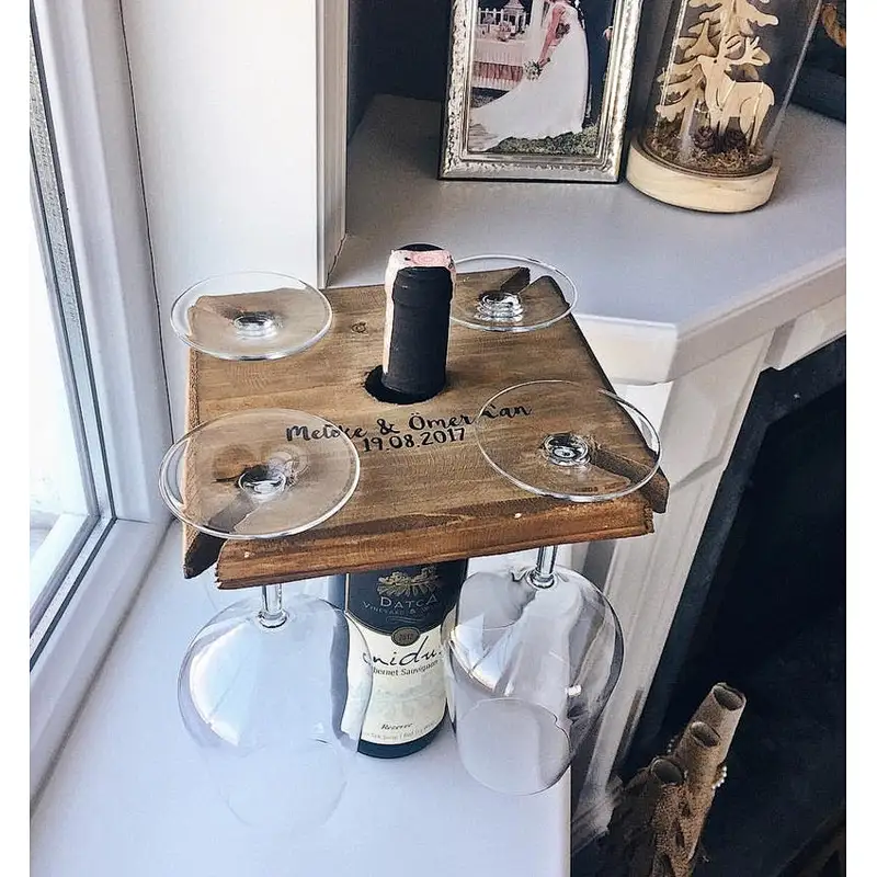 Personalized Wine Butler Custom Tasting Gift Wood Wine Tote   Lover Gift  Glass Holder