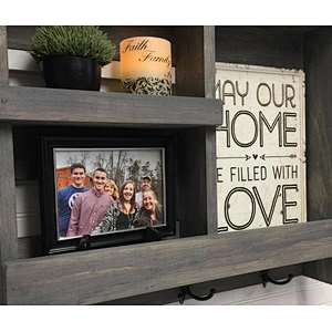 Entryway Shelf with Metal Hooks  shelf wall floating bathroom shelf