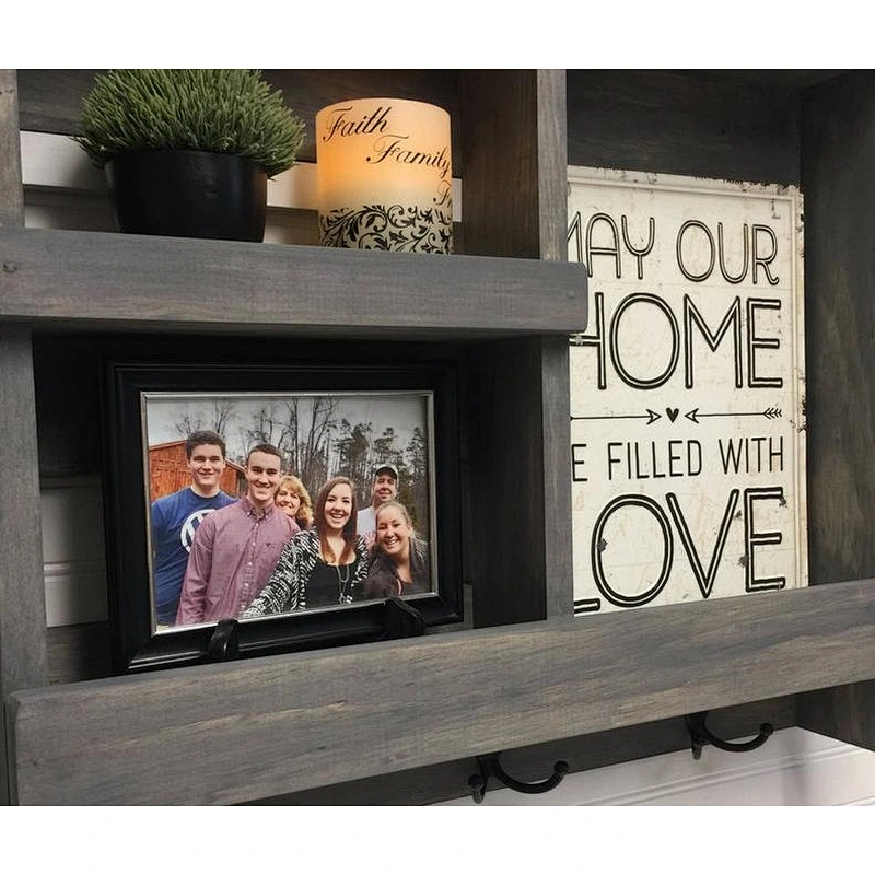 Entryway Shelf with Metal Hooks  shelf wall floating bathroom shelf