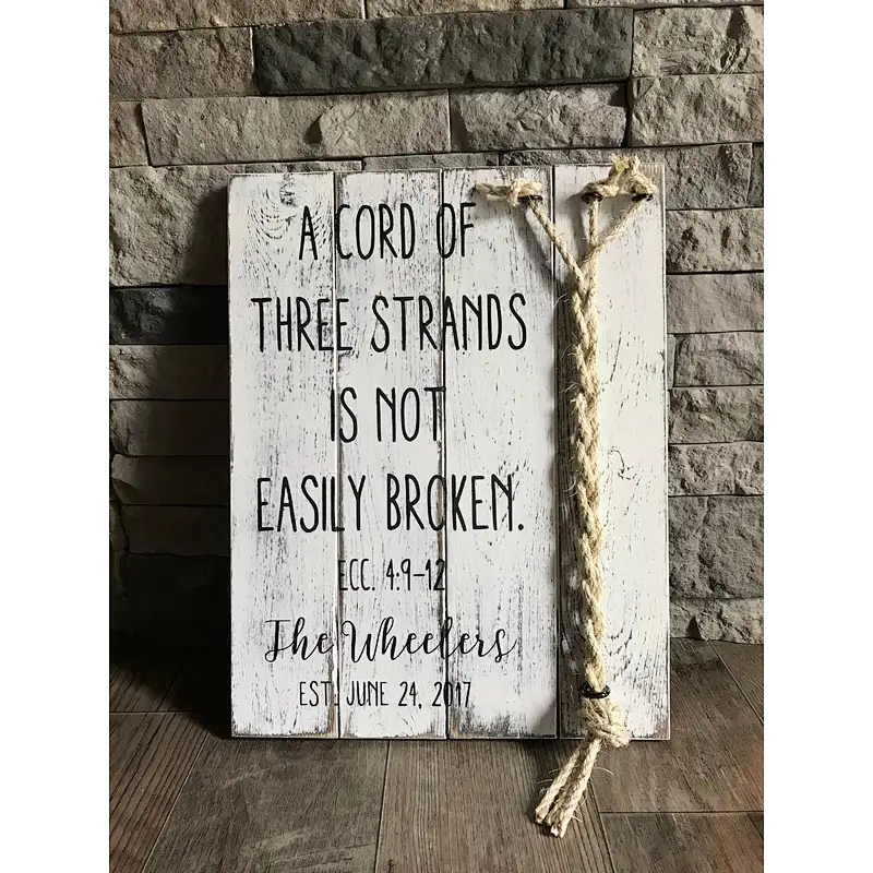 A Cord of 3 Strands Ecclesiastes 4:9-12 Wedding Ceremony Sign Unity Ceremony Sign Rustic Wedding Gift