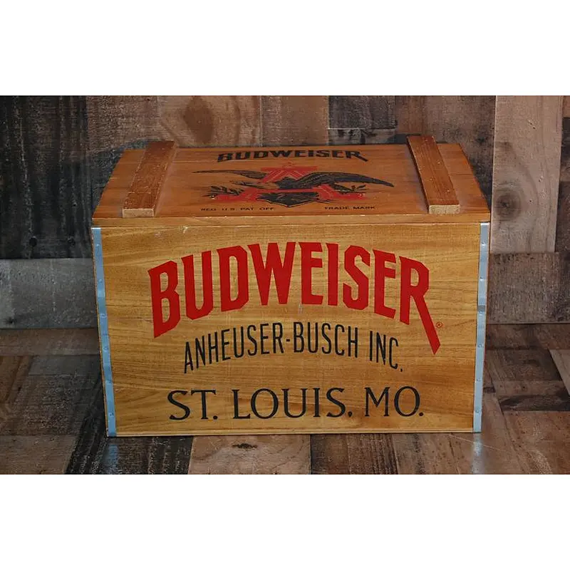 Vintage Budweiser Beer Crate with Lid  fruit box handmade wooden crates box  wooden tissue box holders