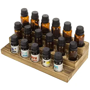 3-Tier Rustic Burnt Wood 17-Bottle Essential Oil Display Stand