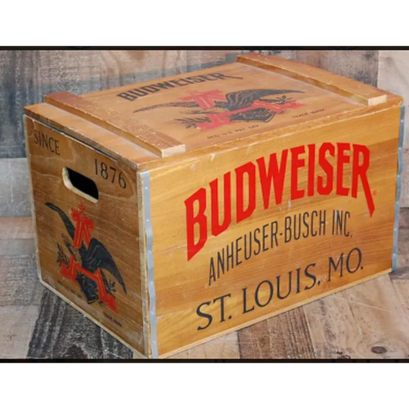 Vintage Budweiser Beer Crate with Lid  fruit box handmade wooden crates box  wooden tissue box holders