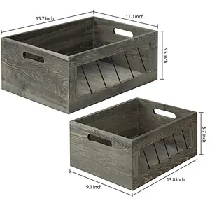 Vintage Gray Wood & Metal Wire Nesting Storage Crates with Handles,rustic,antique,minimalist