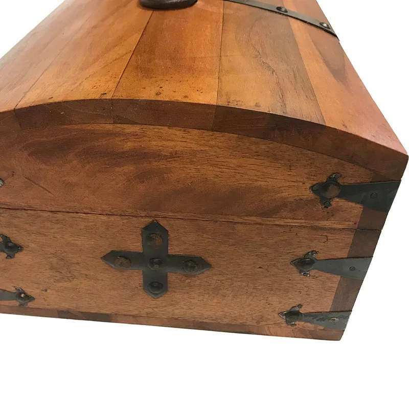 Vintage Traveling Mango & Teak Wood Chest including Travel Accessories For Sale