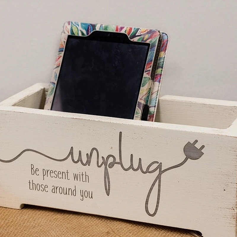 Wood box, Shabby chic,Wooden organizer boxes for crafts.Personalized Family Cell Phone Box