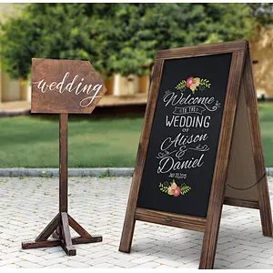 Free Standing Chalkboard Easel/Sturdy Sidewalk Sign Sandwich Board/Outdoor A Frame Chalk Board for Weddings & More