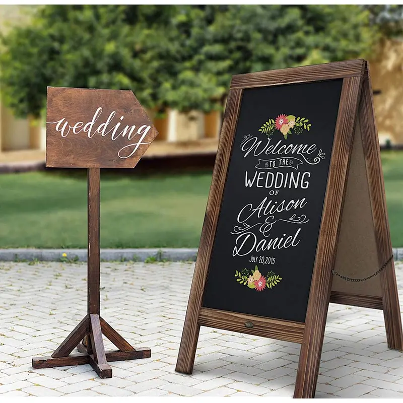 Free Standing Chalkboard Easel/Sturdy Sidewalk Sign Sandwich Board/Outdoor A Frame Chalk Board for Weddings & More