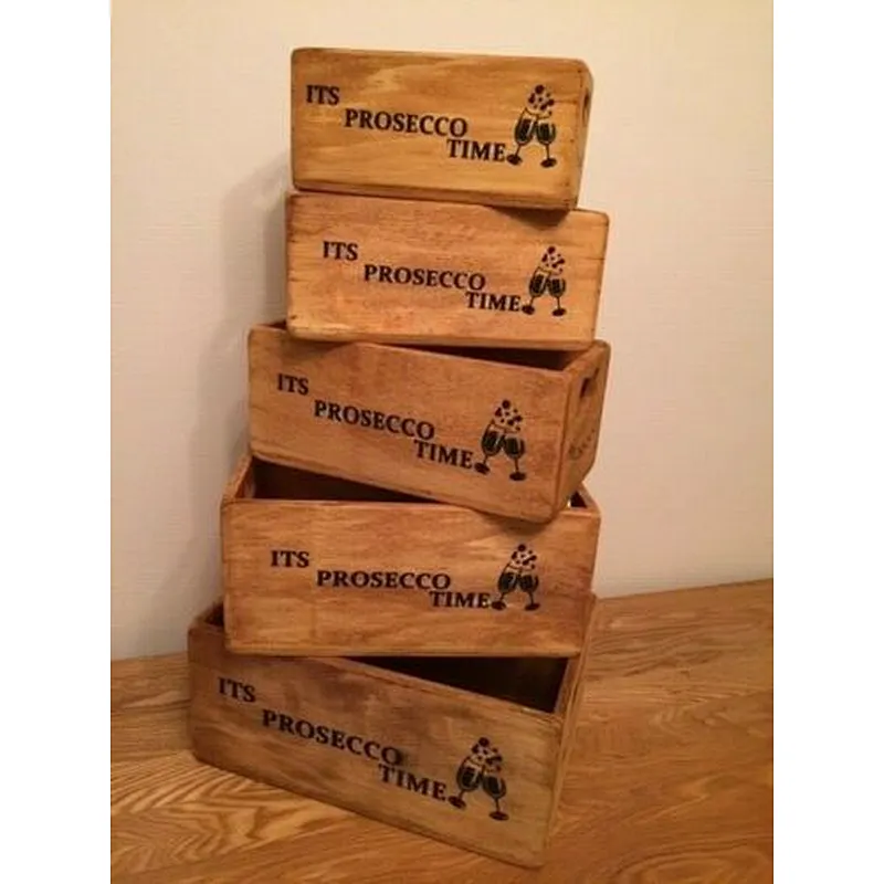 Custom Cheap Vintage Wooden Crate Vintage original wooden box champagne boxes planter prosecco time