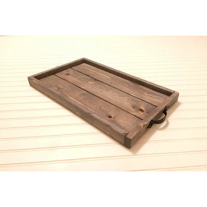 Rustic Wooden Tray Farmhouse Style Breakfast Centerpiece Coffee table Tray