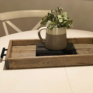 Hot Rustic Wooden Tray Serving Tray Wood Wooden Trays For Decoration Wooden Tray  With Metal Handle Wood Trays Wholesale Wood