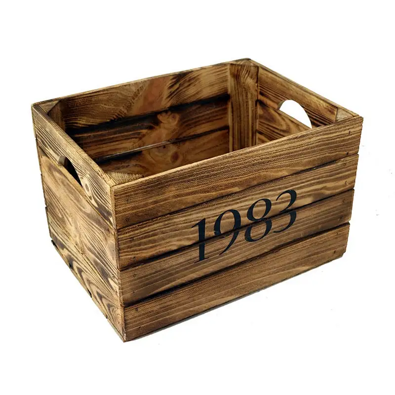 Rustic Wooden Box with Vintage Personalized Gift Box Birth Year Gift Birthday