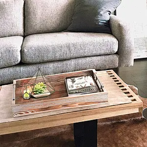 Solid Hardwood Ottoman rustic serving tableware dessert eid wood tray