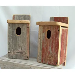 Outdoor Wooden Nest Boxes,Bluebird Barn wood Birdhouse, Rustic Outdoor Hand Made Wooden House