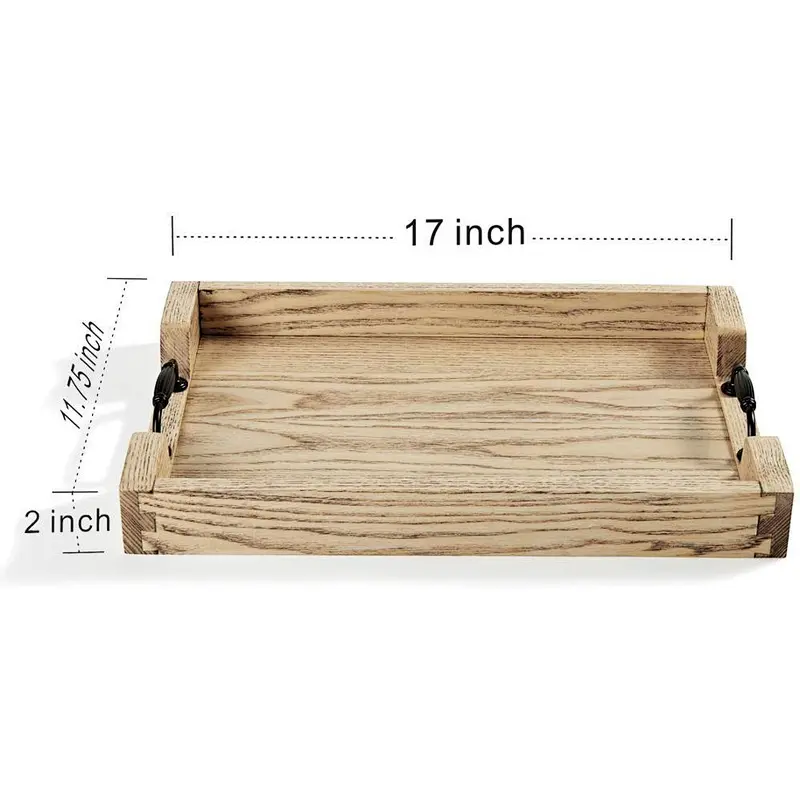 Large wooden meal tray handle, country tray for coffee table, breakfast home decorative tray, bar
