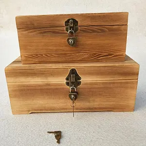 Locking storage wooden box box gift box post Christmas trees