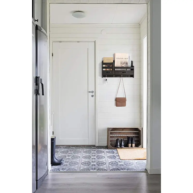 Mail Sorter Organizer Wood Key Holder Organizer for Wall, Rustic 2-Slot Wall Mail Holder with Tags Frame & 4 Key Hook Rack