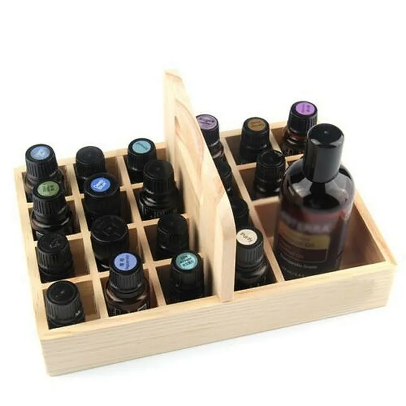 Essential Oil Small Wooden Tray Carrying Organizer Display Storage for Oils Wood Compartment Tray Wooden Trays and Boxes