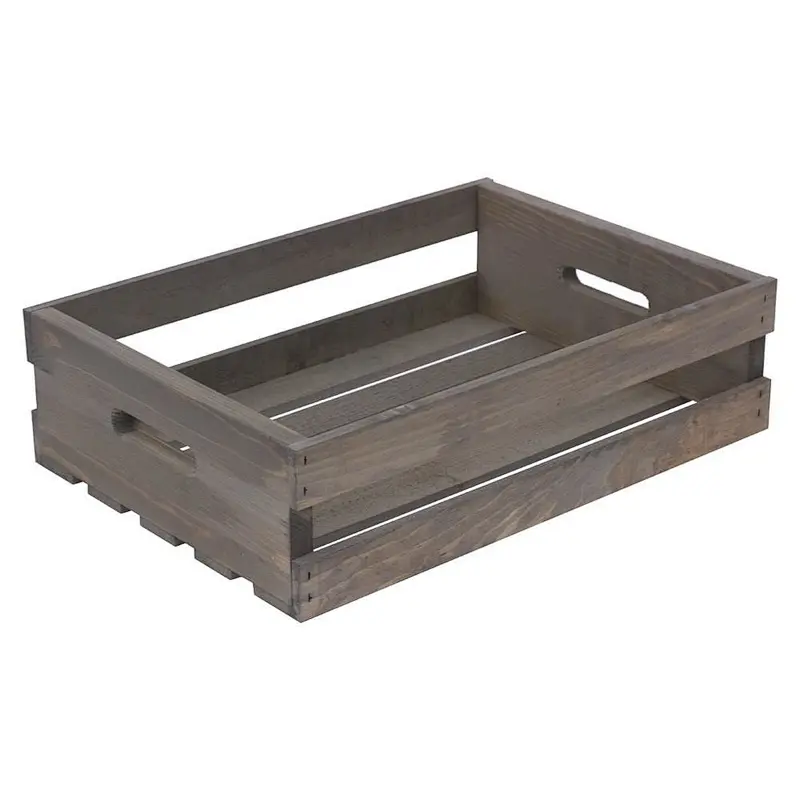 Cheap Wooden Half Crate in Weathered Gray
