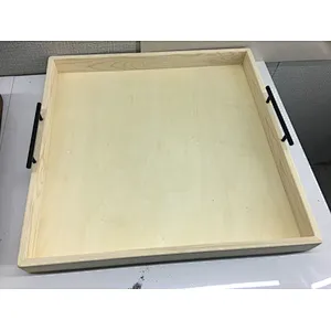 24*24 inch oak or cedar wood ottoman serving tray