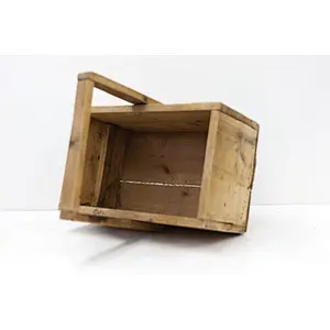 Cheaper rustic personalized customized wholesale unfinished Vintage English Pine with Tall Handle wooden box  tool basket