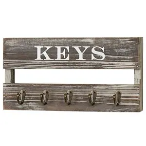 Wall Mounted Rustic Key Holder with Mail Storage Custom wall mounted record holder