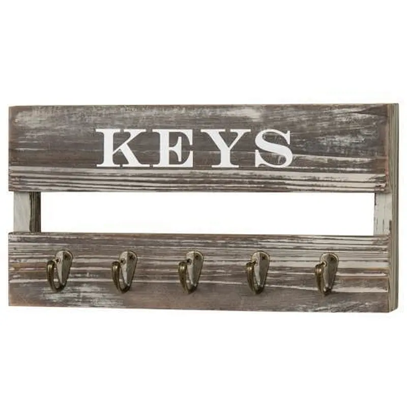 Wall Mounted Rustic Key Holder with Mail Storage Custom wall mounted record holder