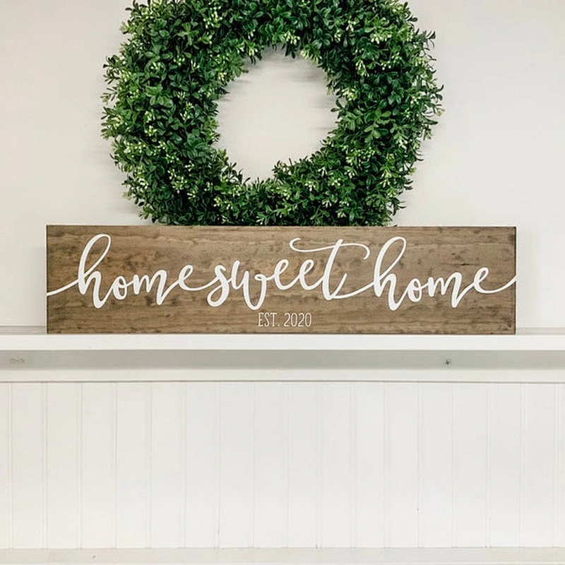 Home sweet home sign  established wood sign to decorate walls new home date farmhouse