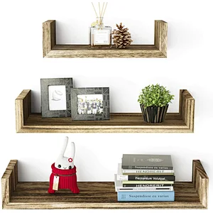 Farmhouse rack rusti Floating Shelves Wall Mounted  Solid Wood Wall Shelves  Torched Finish