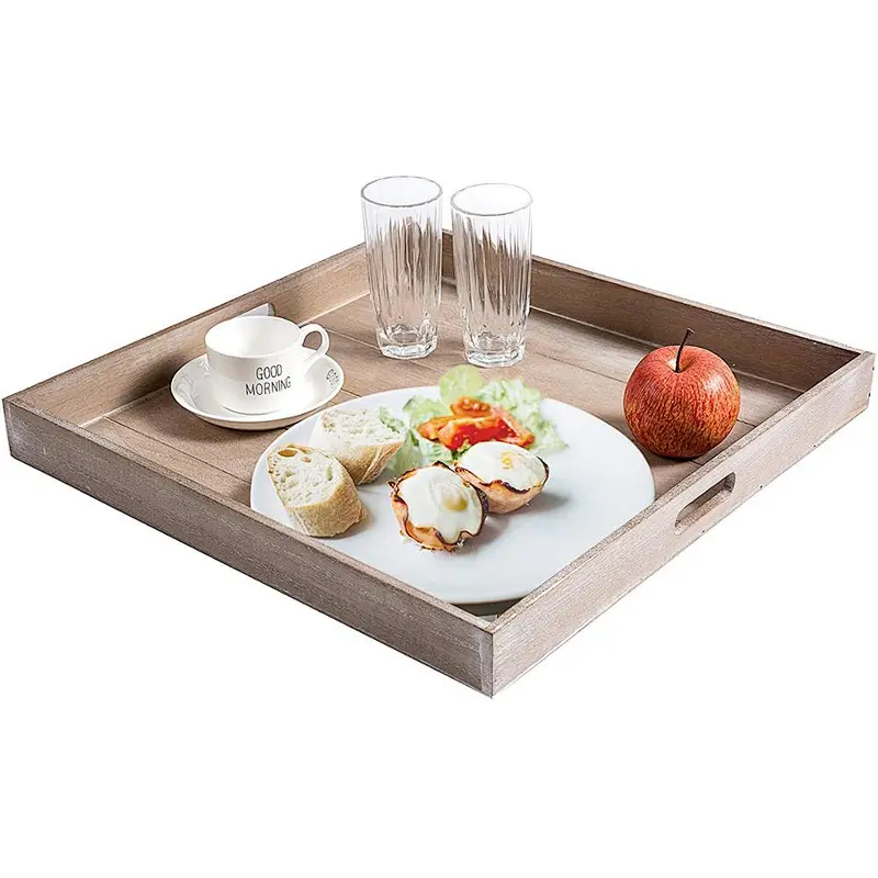 Wooden serving tray  wooden ottoman tray