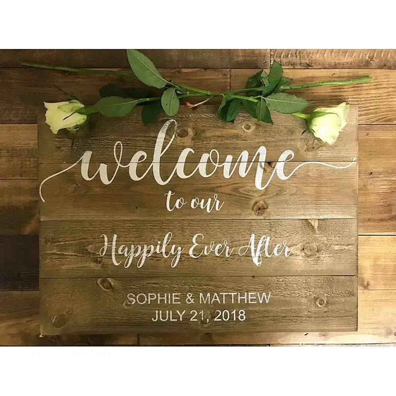 customize in   vintage  wooden sign frame  wood sign custom Wooden Wedding Sign - Happy Ever After