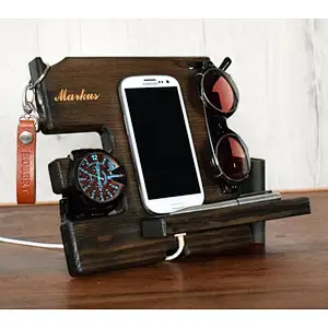 Wood organize phone holder glasses holder Wooden phone stand watch holderphone holder