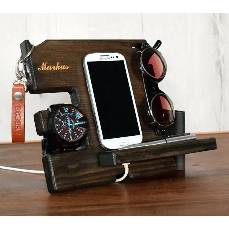 Wood organize phone holder glasses holder Wooden phone stand watch holderphone holder