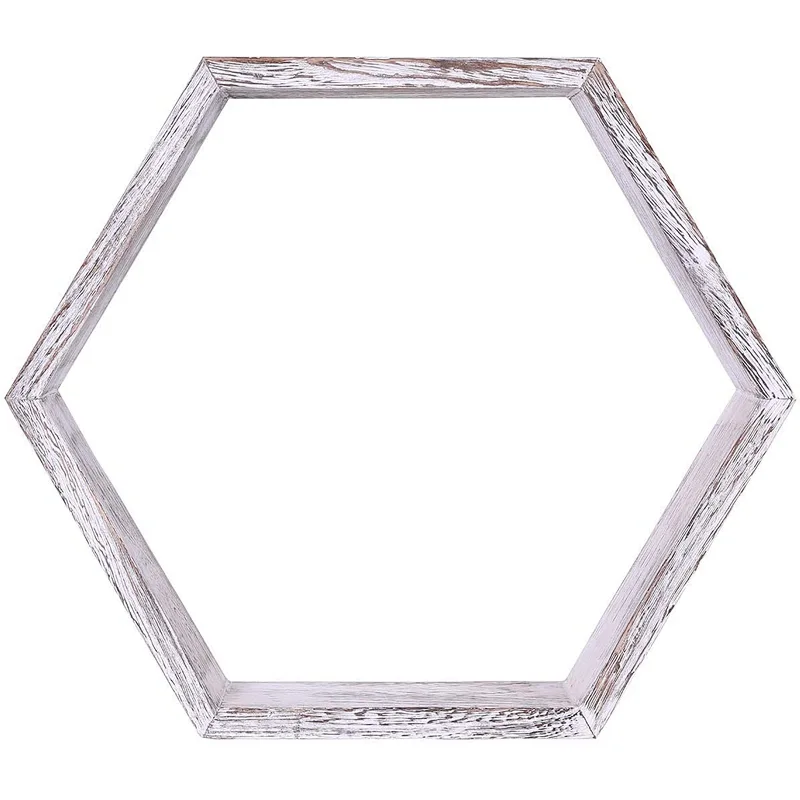 Rustic Wall Mounted Hexagonal Floating Shelves  Set of 3  Large